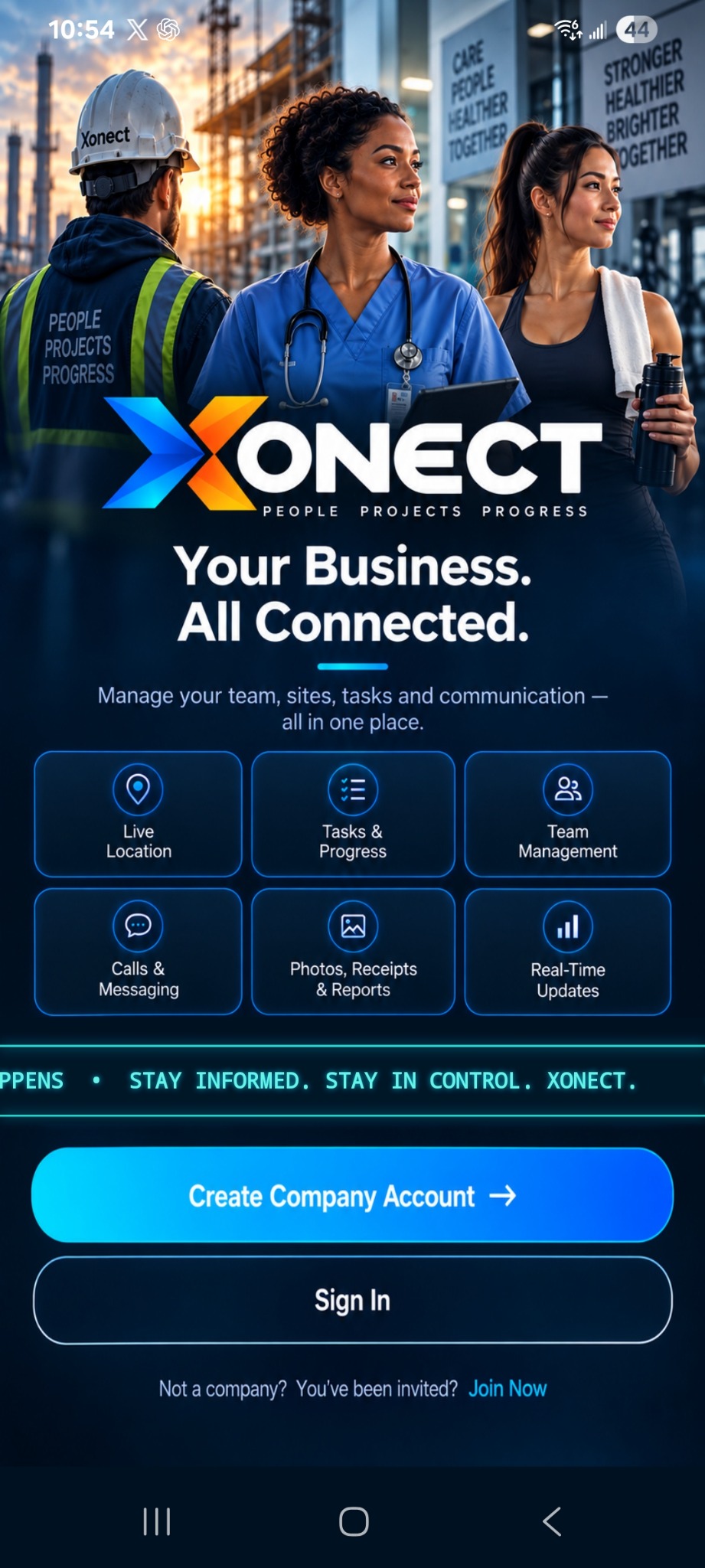 Xonnect app screen